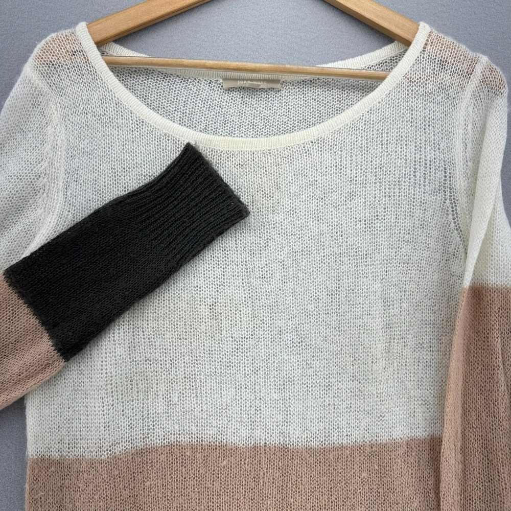 Joan Vass Studio Colorblock Knit Lightweight Sweater Women S White Pink Gray